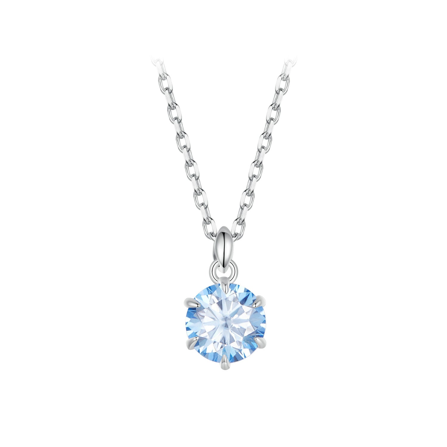 925 Sterling Silver Moissanite 6.5mm Diamond-like Pendant Necklace for Women DestGlow