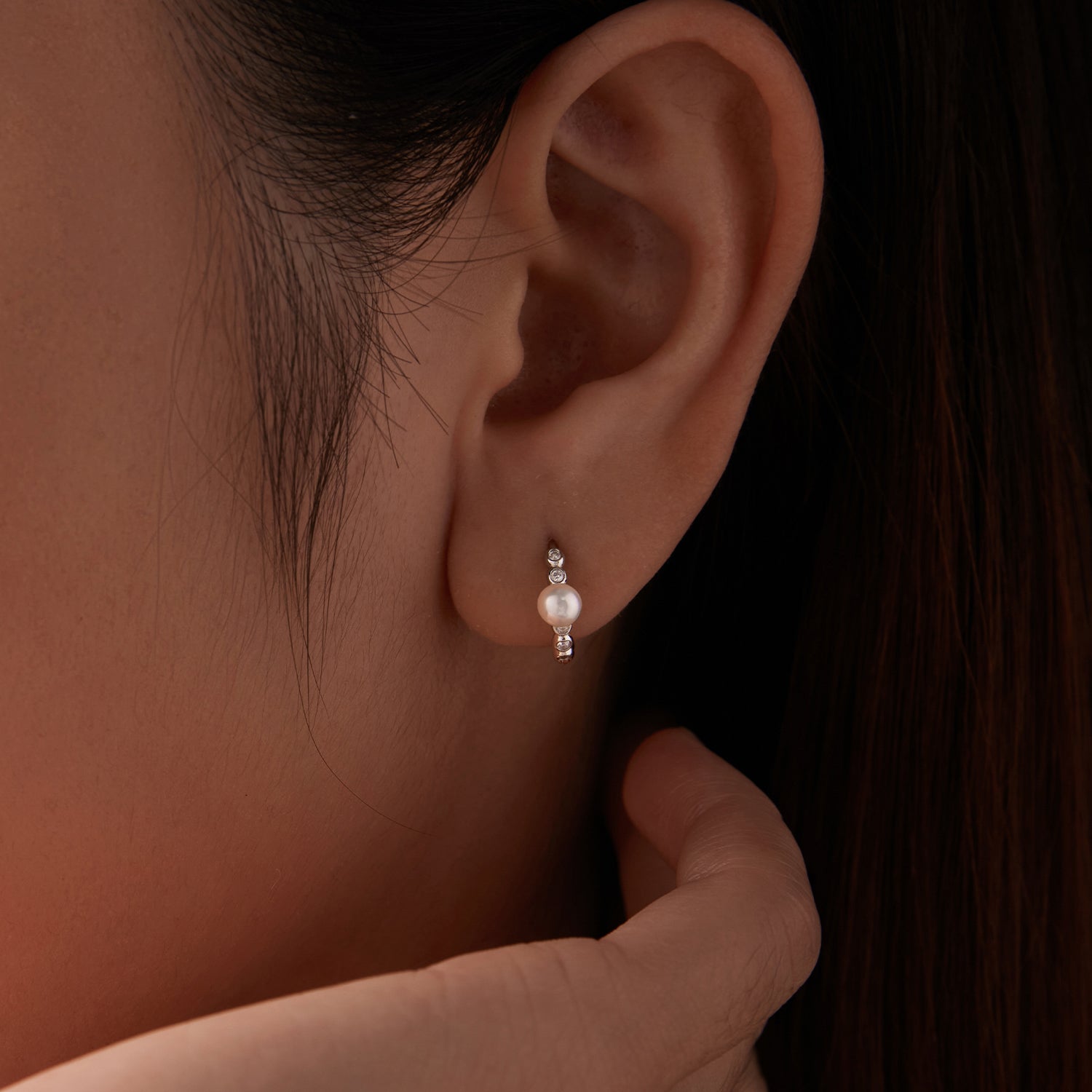 925 Sterling Silver White Gold Plated Moissanite & Pearl Earrings for Women DestGlow