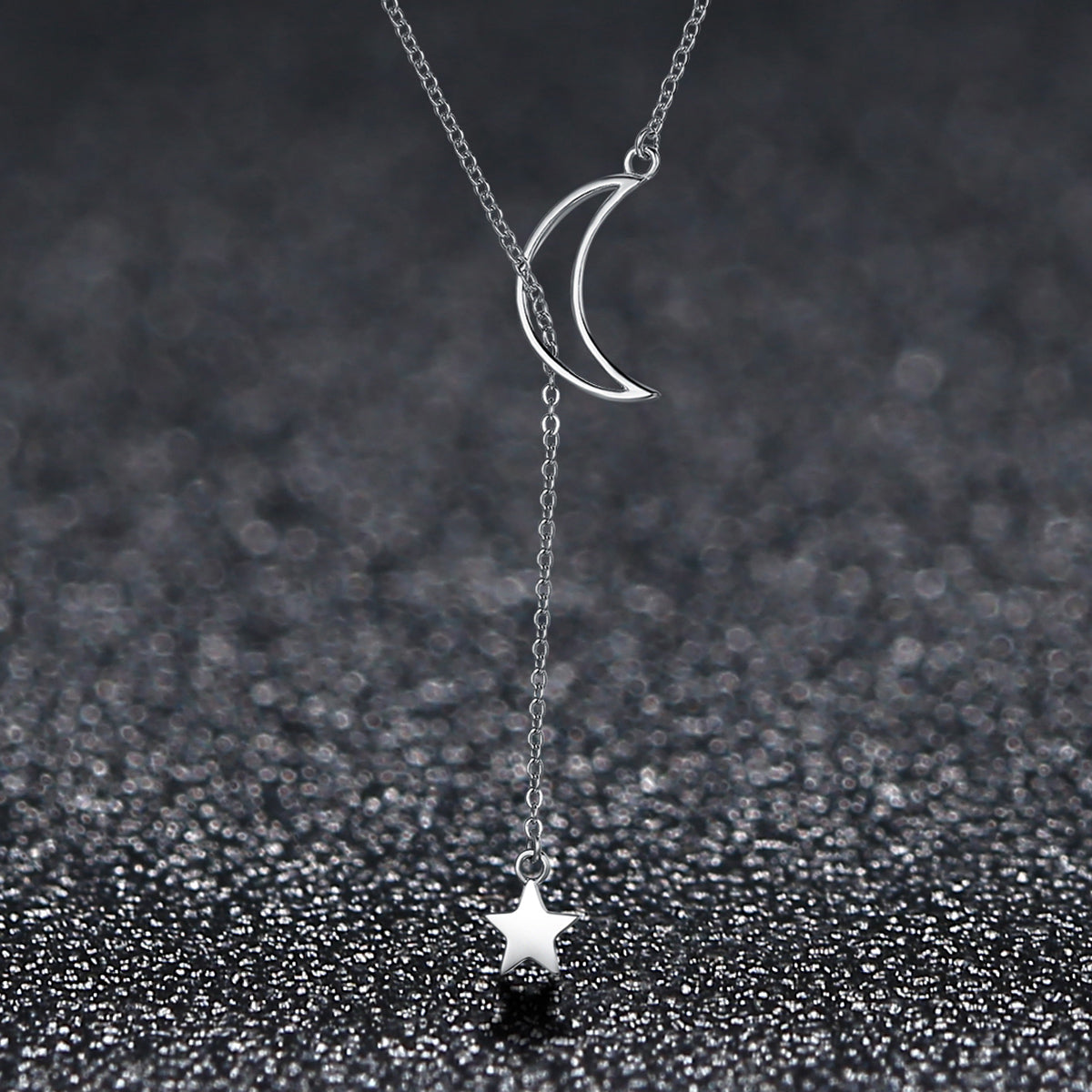 925 Sterling Silver Necklace 47cm with Moon Pendant for Women DestGlow