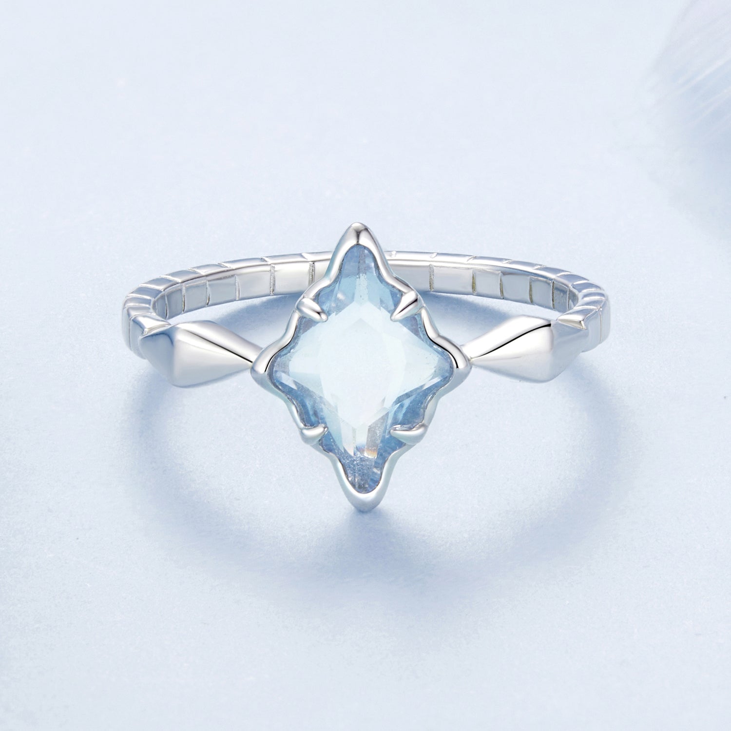 925 Sterling Silver White Gold Plated 1.2x0.9cm Pendant Ring Size 6.0 for Women DestGlow