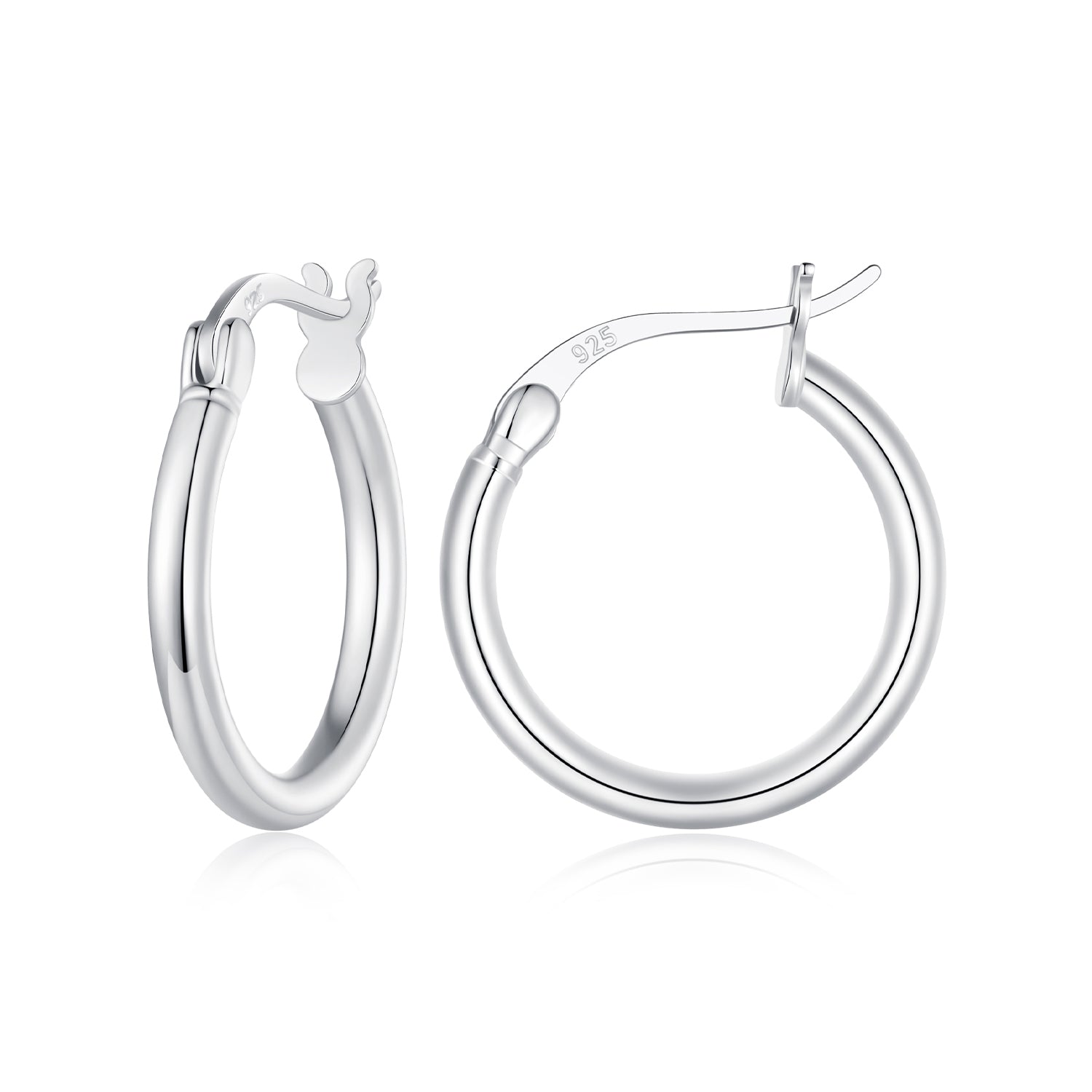 925 Sterling Silver Plated Platinum Earrings 24x2mm for Women DestGlow