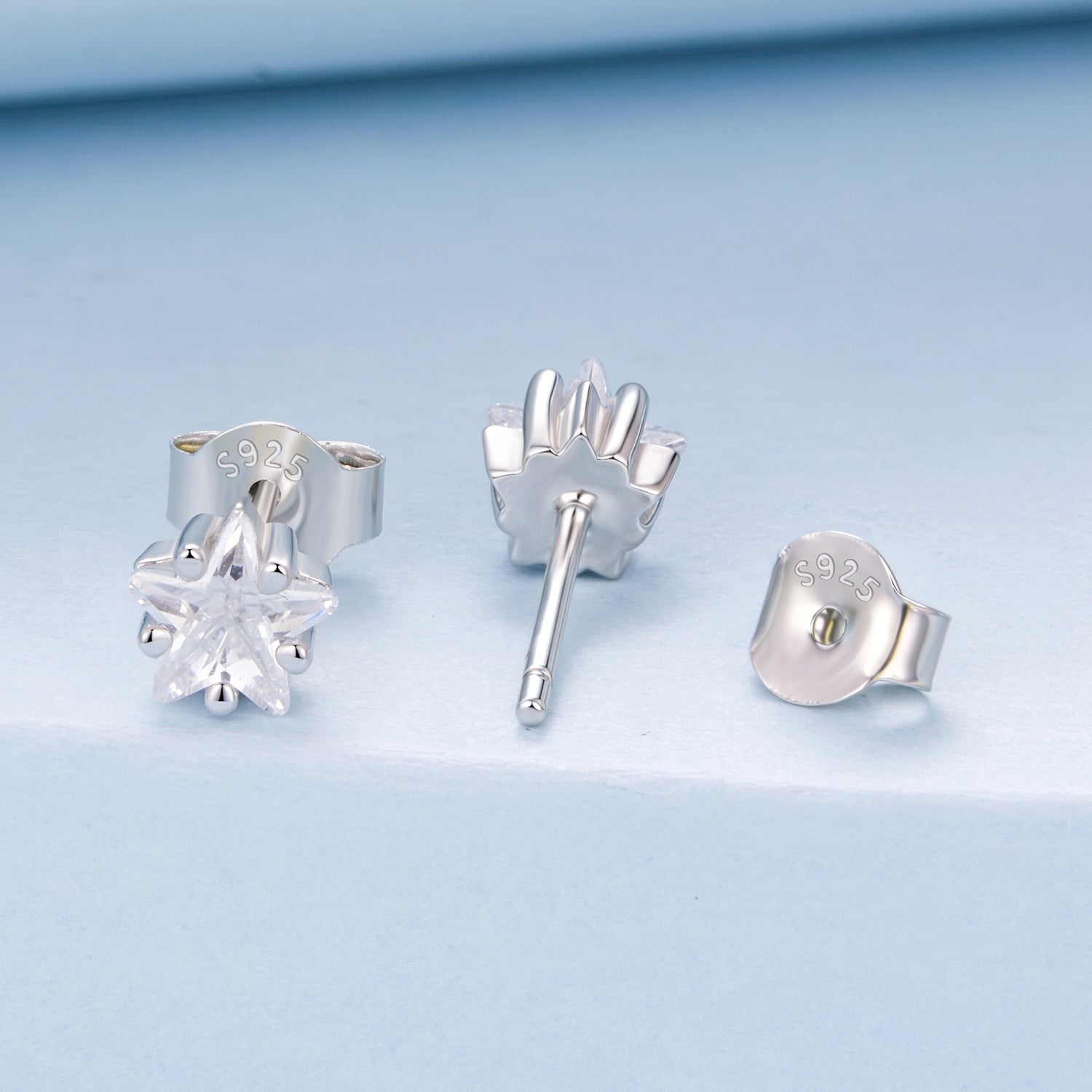 925 Sterling Silver White Gold Plated Earrings 0.5cm with CZ DestGlow