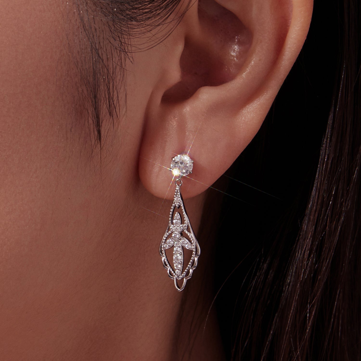 925 Sterling Silver 0.50 Carat Moissanite Earrings with White Gold Plating for Women DestGlow