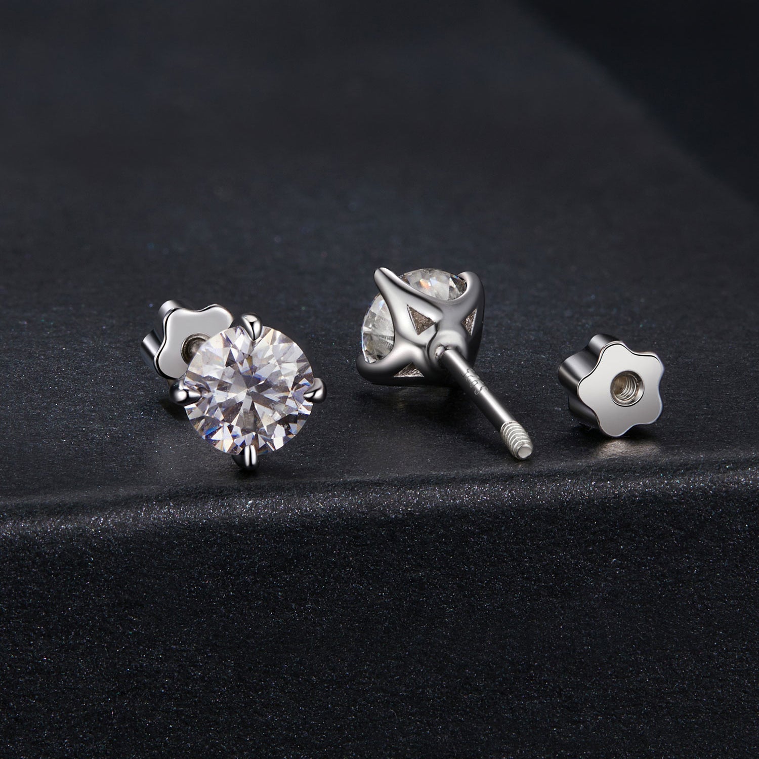 925 Sterling Silver Moissanite Stud Earrings for Women - 0.5ct, 0.6cm Size, White Gold Plated DestGlow