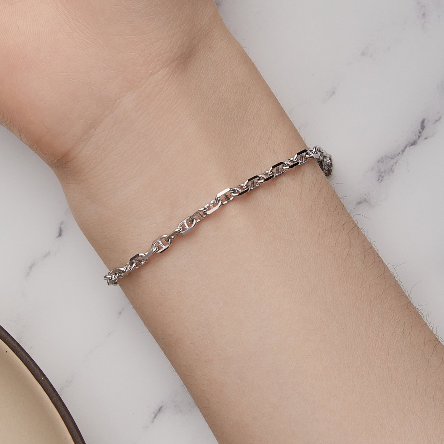 925 Sterling Silver Platinum Plated Bracelet 160+50mm for Women DestGlow