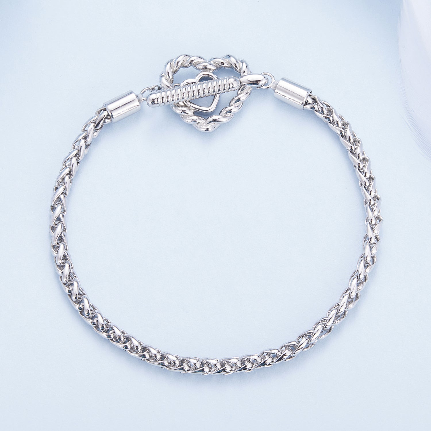 925 Sterling Silver 3.0mm Plated Platinum Bracelet Size 17.0 for Women DestGlow