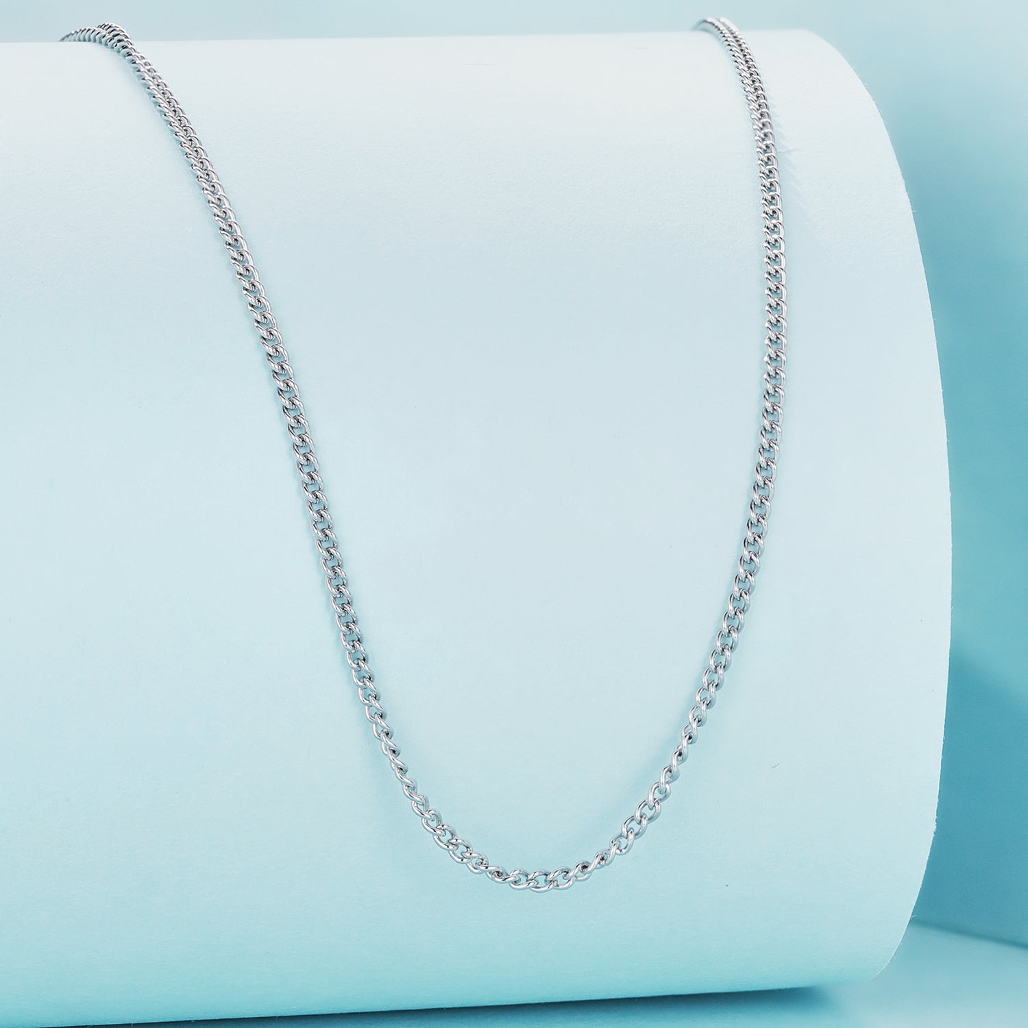 925 Sterling Silver 45S Platinum Plated Necklace for Women - 400mm Length, 0.8mm Thickness DestGlow