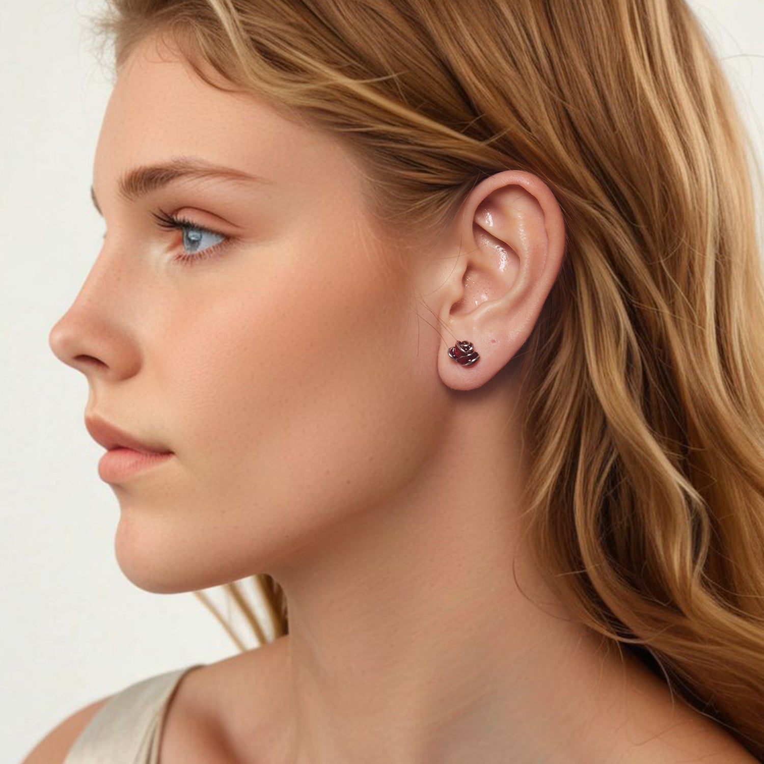 925 Sterling Silver Enamel Plated White Gold Earrings 0.7*1cm for Women DestGlow