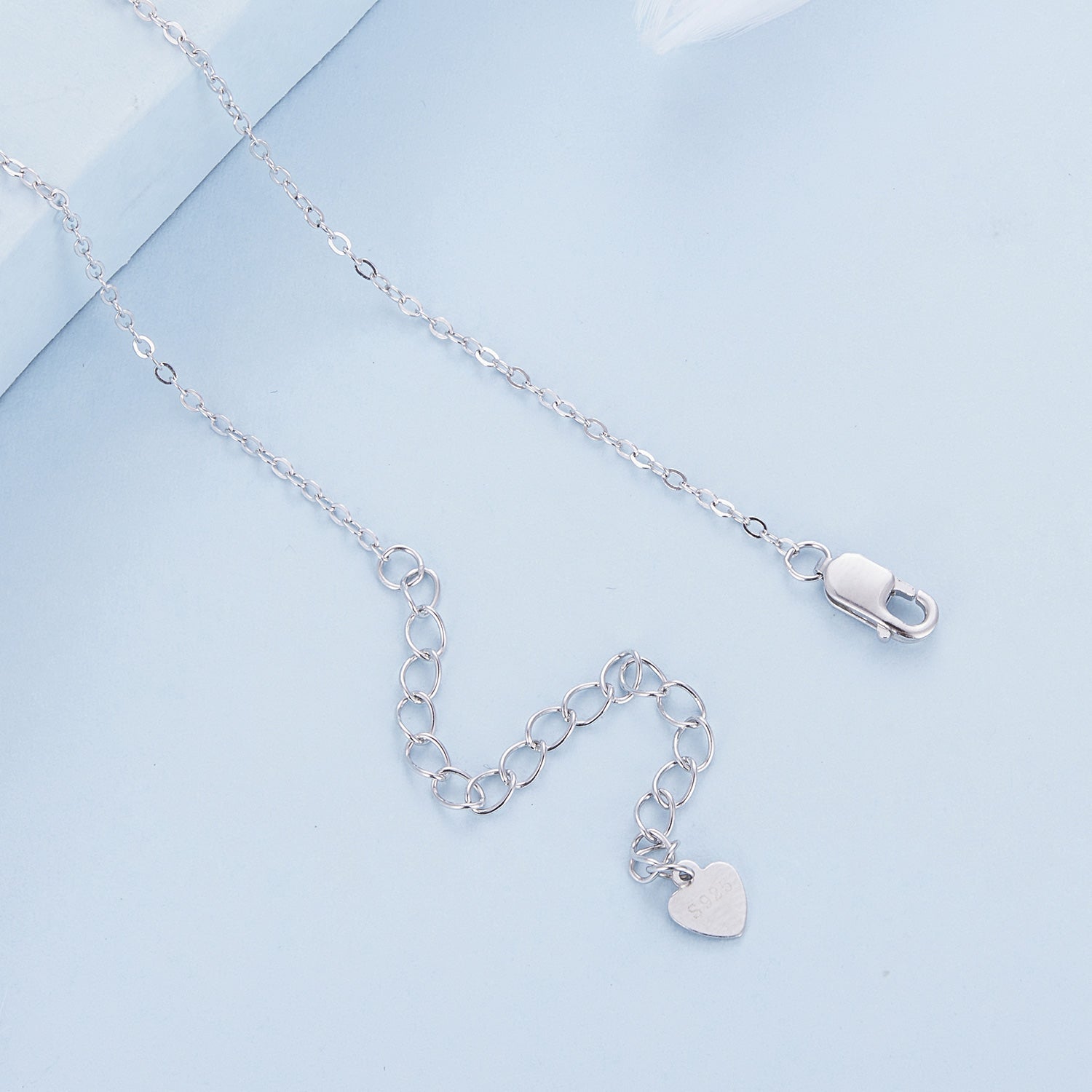 925 Sterling Silver Necklace with Pavé Setting CZ and Transparent Glass, 450mm for Women DestGlow