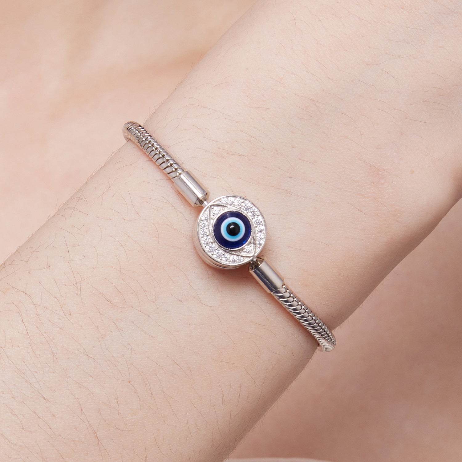 925 Sterling Silver Bracelet with CZ & Resin, Size 17.0 DestGlow