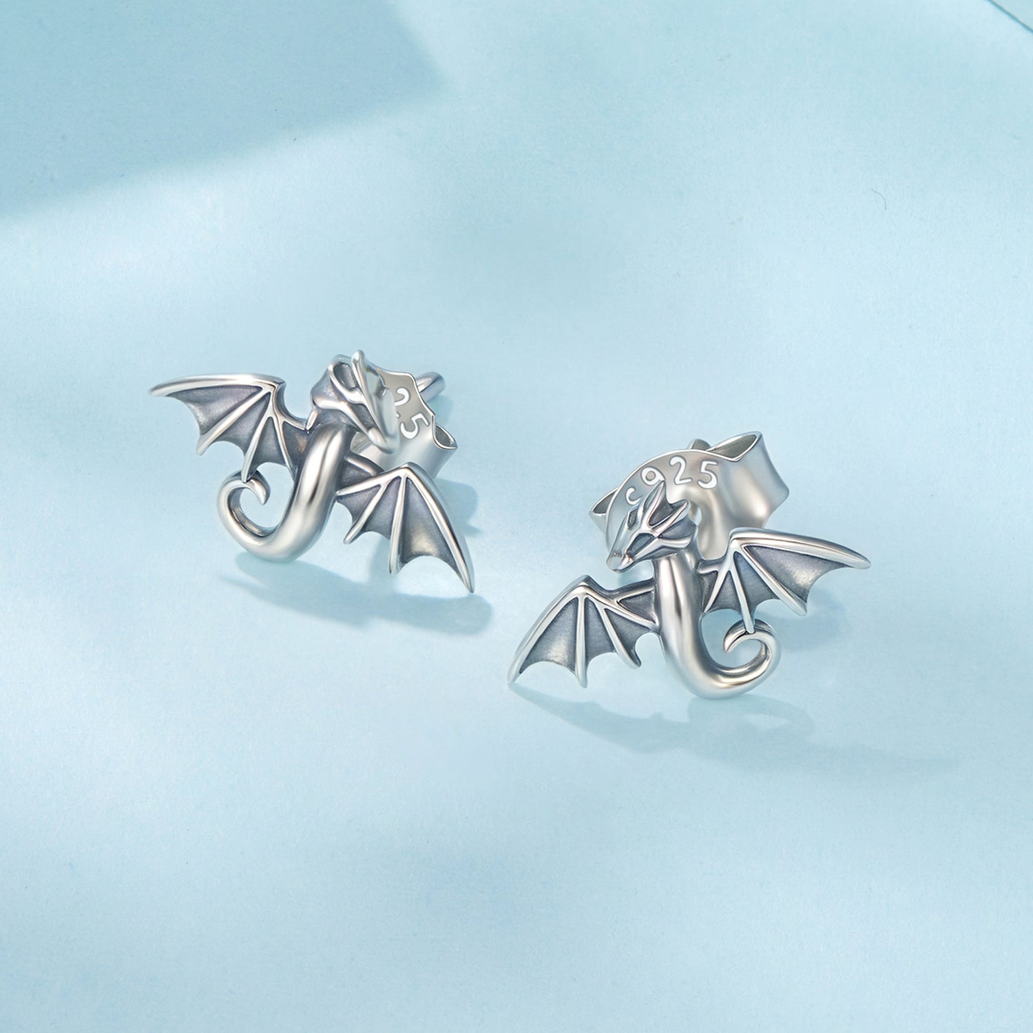 925 Sterling Silver Earrings with Oxidized Finish, 0.7*1.1cm DestGlow