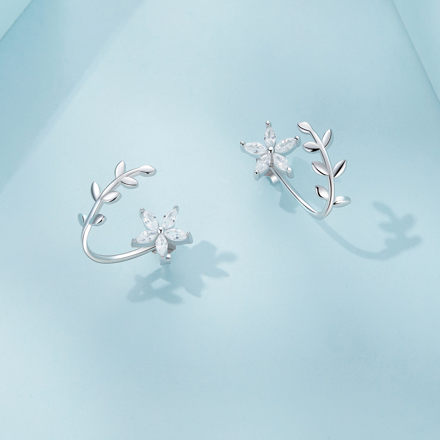 925 Sterling Silver Plated Platinum Earrings with CZ DestGlow