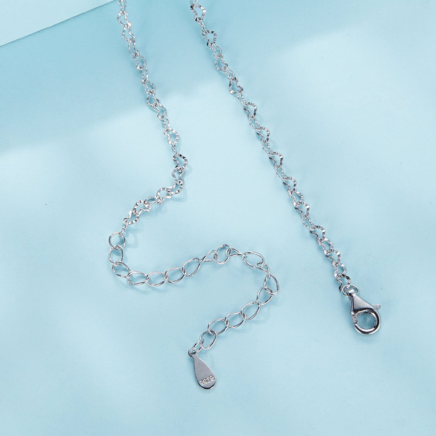 925 Sterling Silver Necklace with Platinum Plating, 395+55mm Length, 3.0mm Width for Women DestGlow