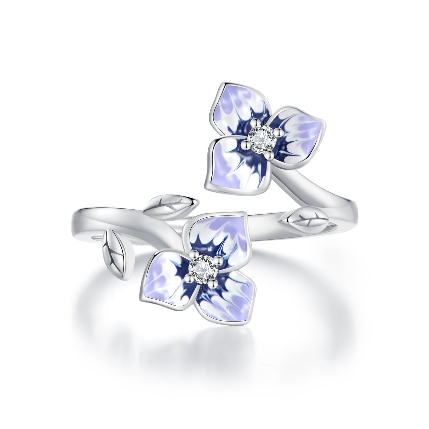 S925 Sterling Silver Enamel CZ Pavé Setting Ring for Women DestGlow