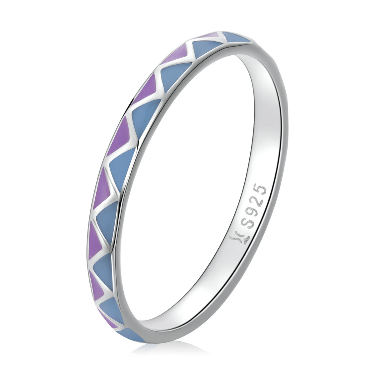 925 Sterling Silver Wide Enamel Ring Size 6.0 for Women DestGlow