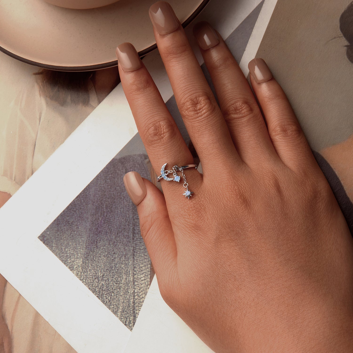 925 Sterling Silver Nano Opal Stone Ring for Women DestGlow