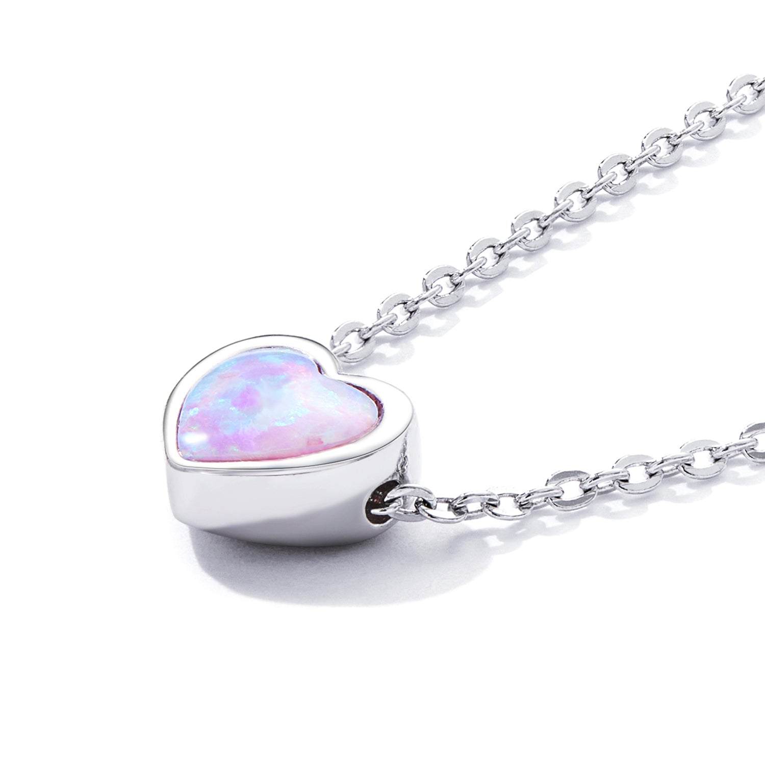 925 Sterling Silver and Platinum Plated Translucent Opal Necklace, 43.5cm Adjustable Chain, for Women DestGlow