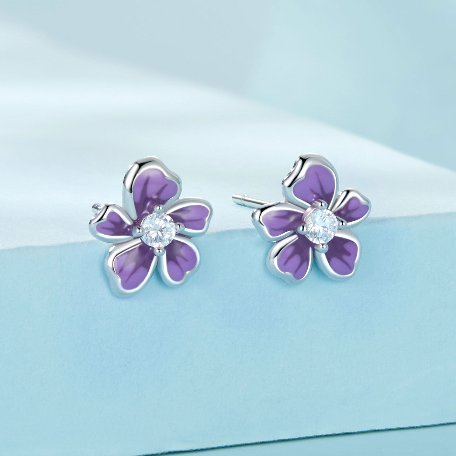 S925 Sterling Silver Plated Platinum Enamel Earrings for Women DestGlow