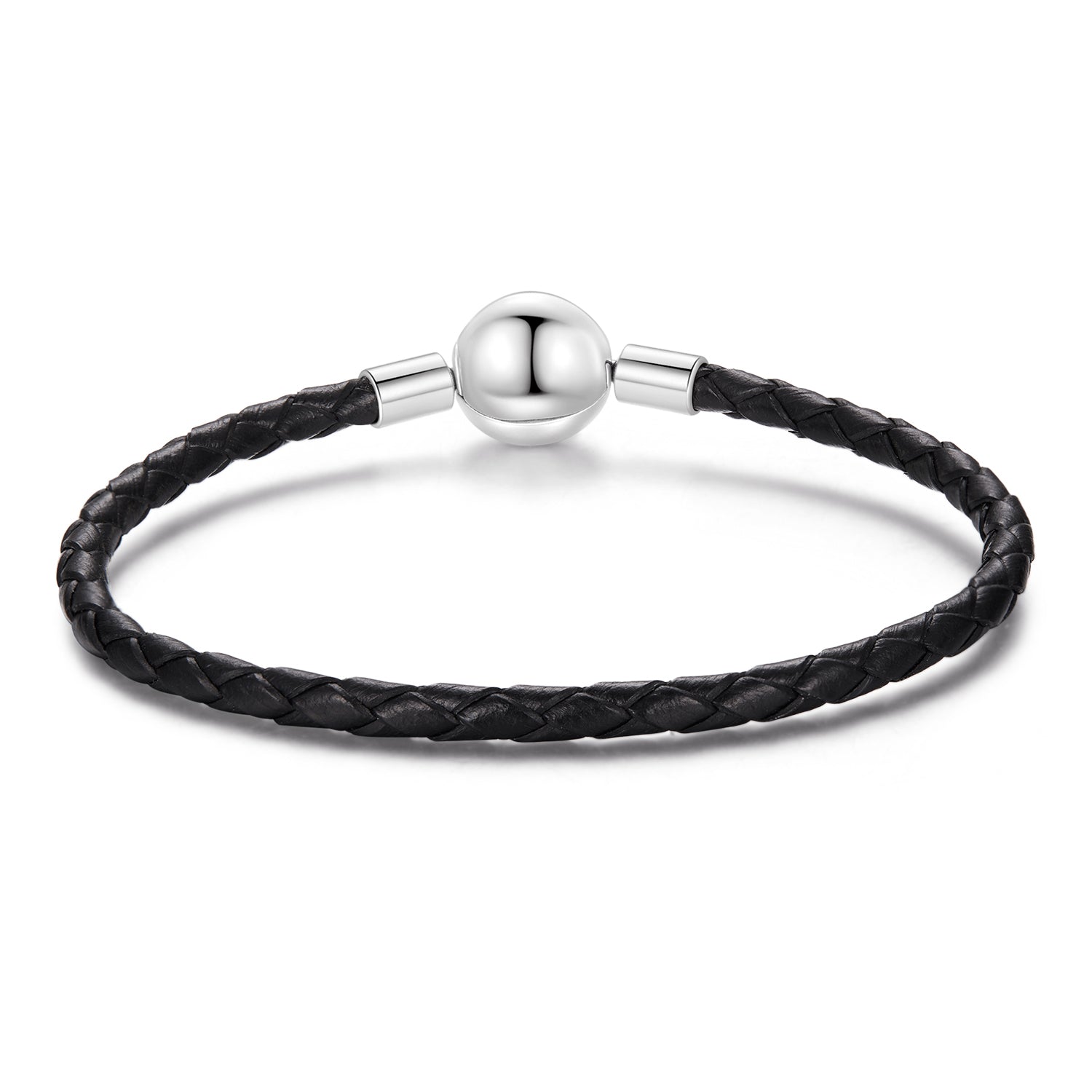 925 Sterling Silver Leather Rope Bracelet 17cm for Men DestGlow