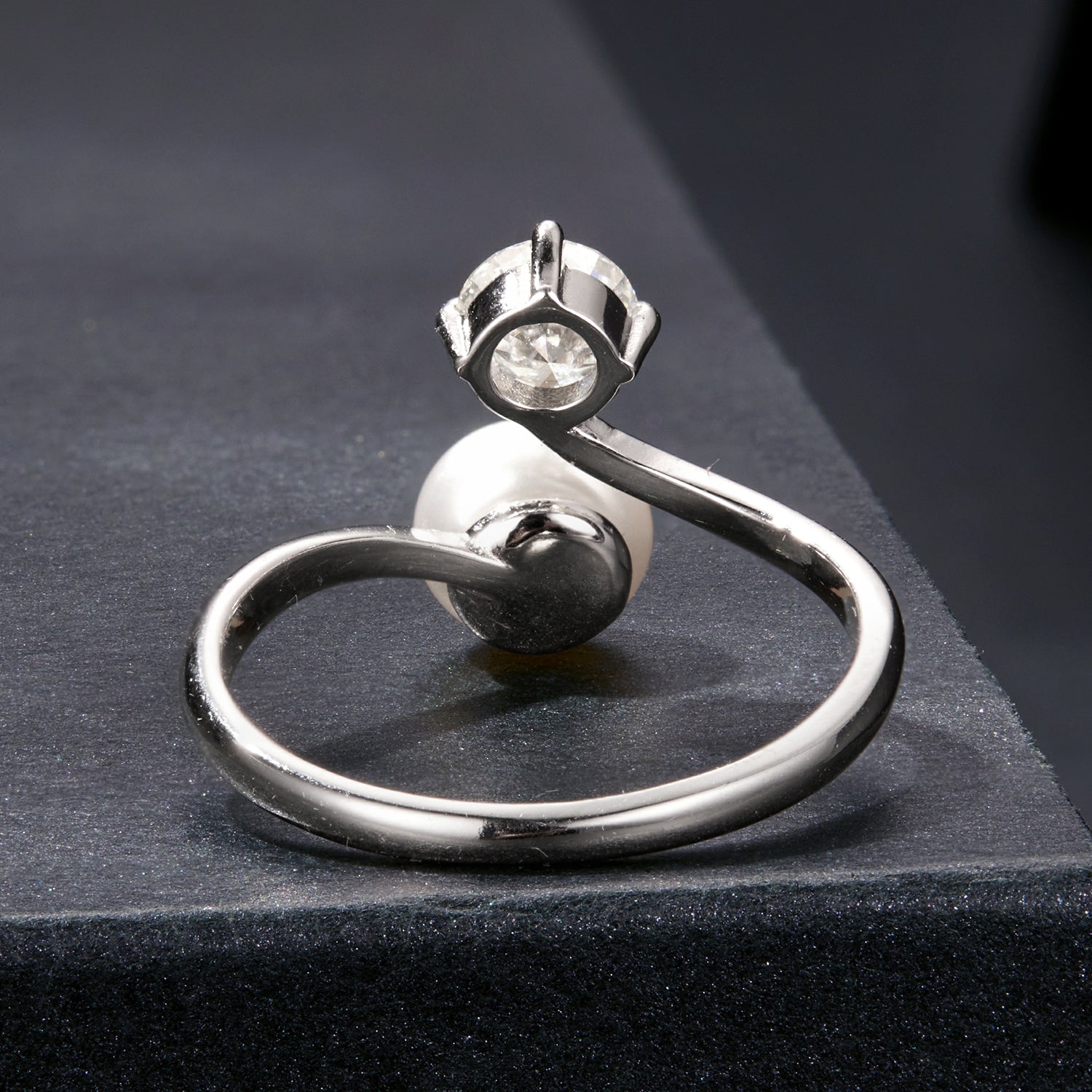 925 Sterling Silver Moissanite 0.5 Carat Freshwater Pearl Ring Size E for Women DestGlow