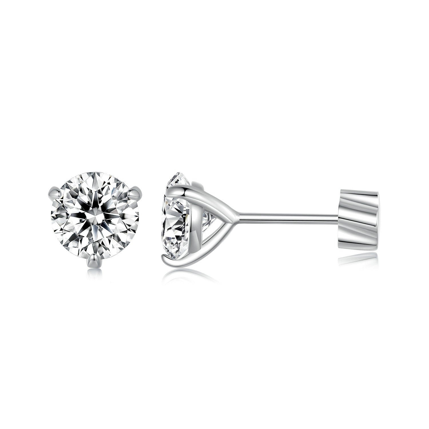 925 Sterling Silver Moissanite Earring 0.7cm White Gold Plated for Women DestGlow