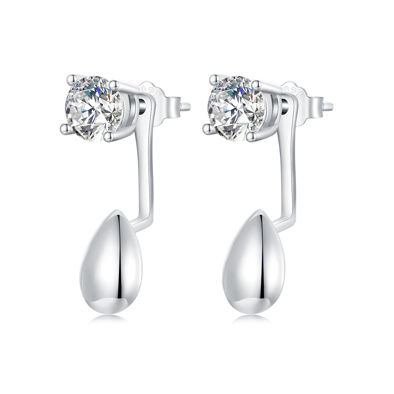 925 Sterling Silver Plated White Gold Earrings with Pavé Setting CZ DestGlow