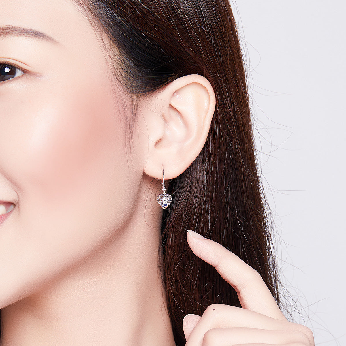 925 Sterling Silver Earrings with CZ and Platinum Plating, 2.3*0.8 cm DestGlow