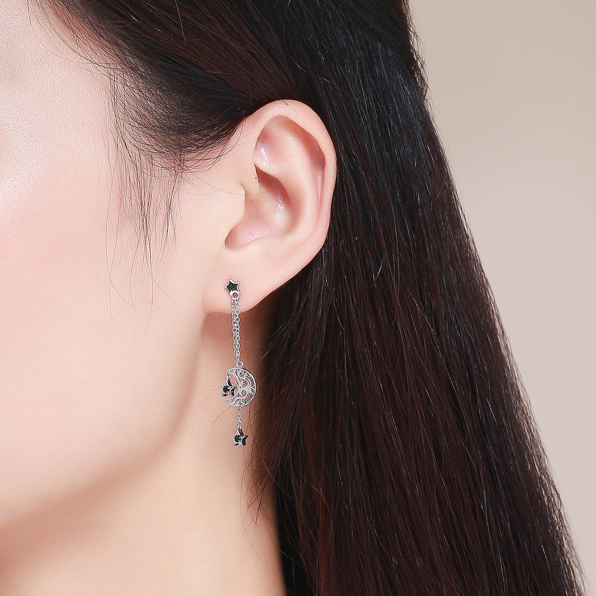 925 Sterling Silver Earrings with Plated Platinum and CZ - 4.4 x 1.0 cm for Women DestGlow