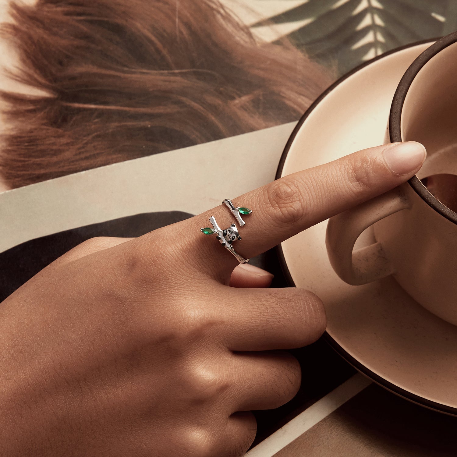 925 Sterling Silver Enamel White Gold Pave Set CZ Ring DestGlow