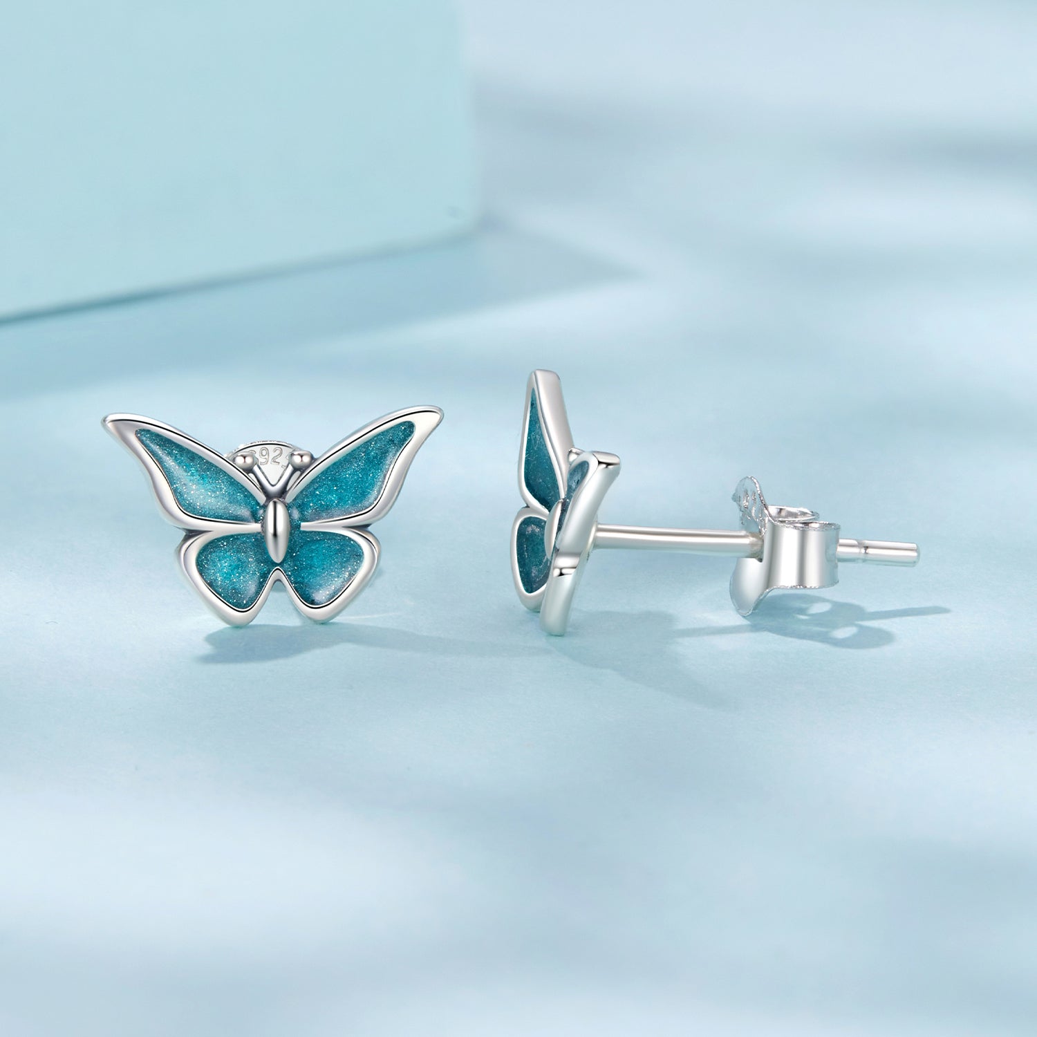 925 Sterling Silver Enamel Oxidized Earrings Size 0.7*1.1cm for Women DestGlow