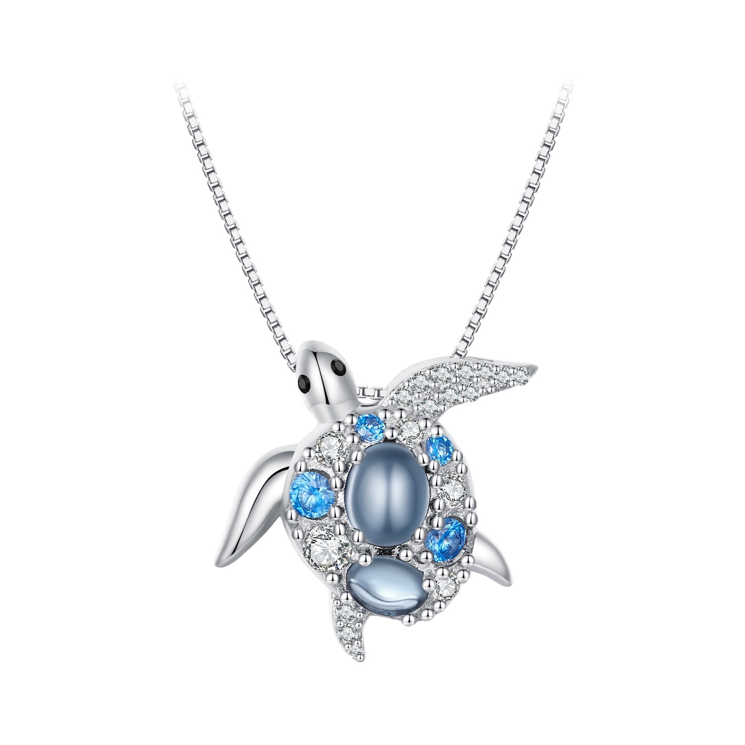 925 Sterling Silver Pendant Necklace with Transparent Glass and Spinel for Women DestGlow
