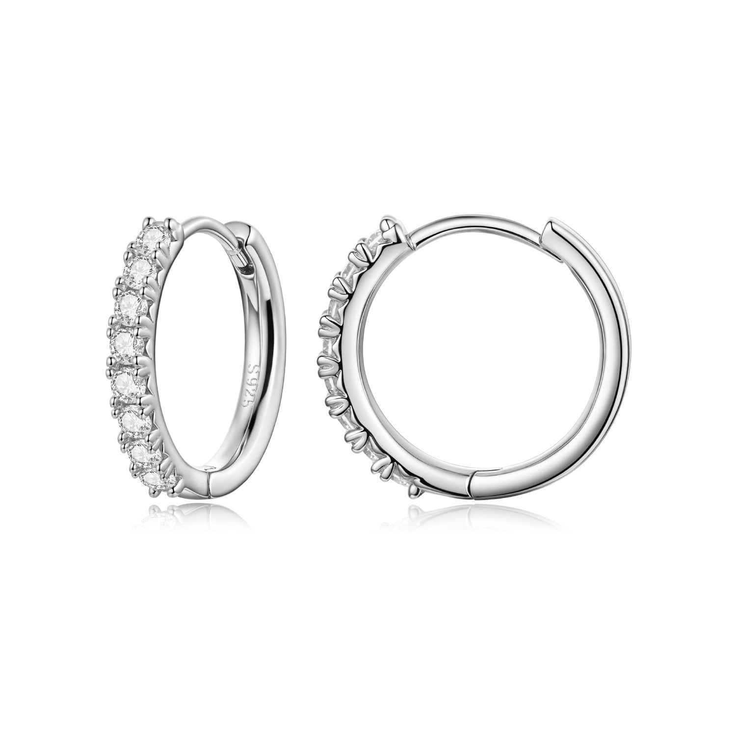 925 Sterling Silver Moissanite 0.03ct White Gold Plated Earrings 1.6cm for Women DestGlow