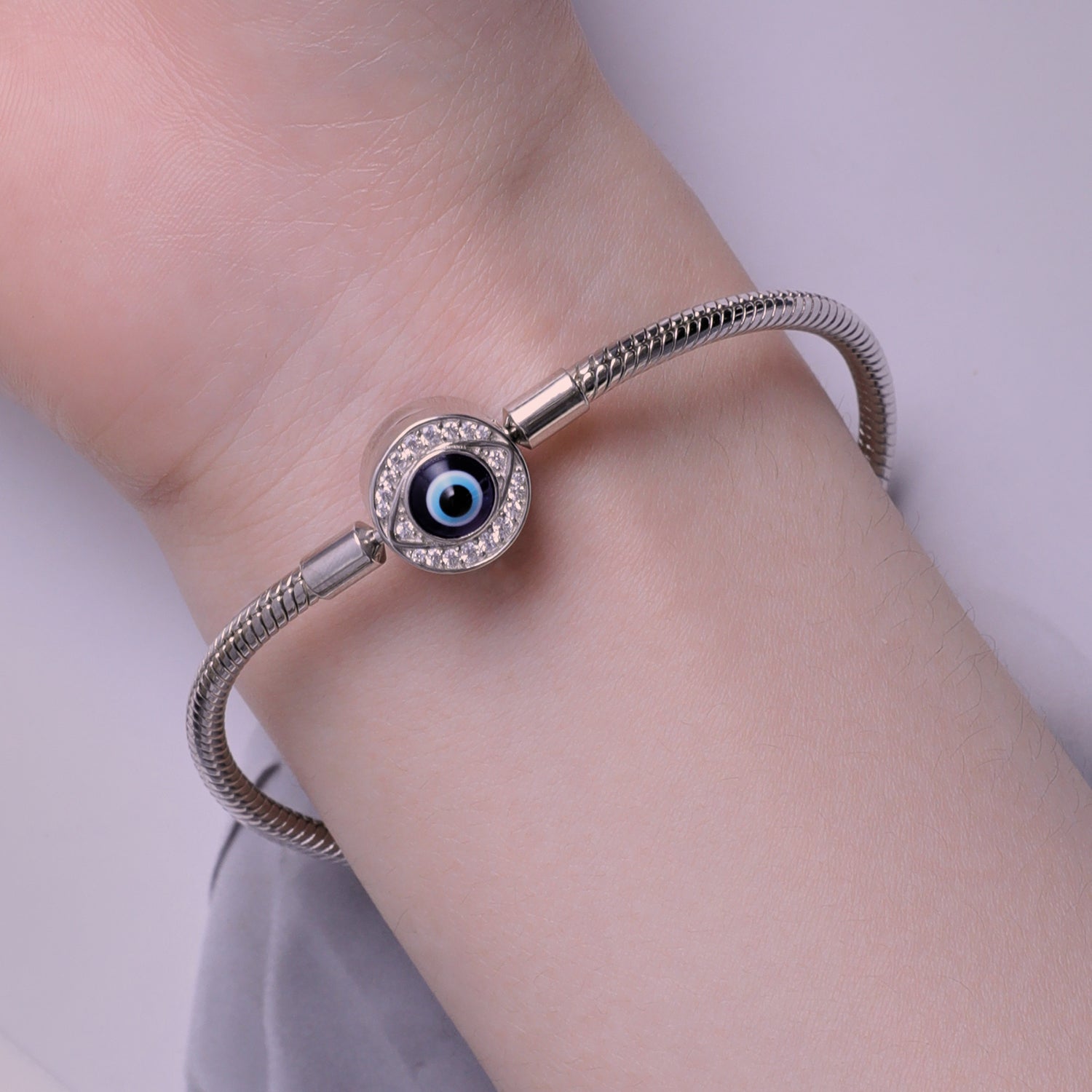 925 Sterling Silver Bracelet with CZ & Resin, Size 17.0 DestGlow