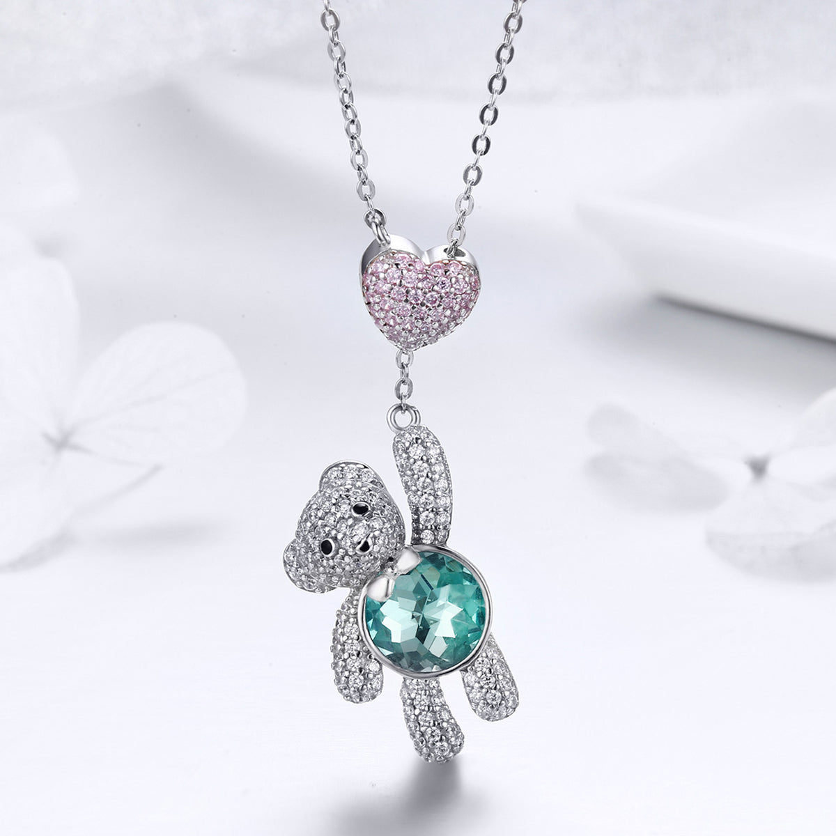 925 Sterling Silver Necklace 38-45cm with 3.1*1.3cm Pendant for Women DestGlow