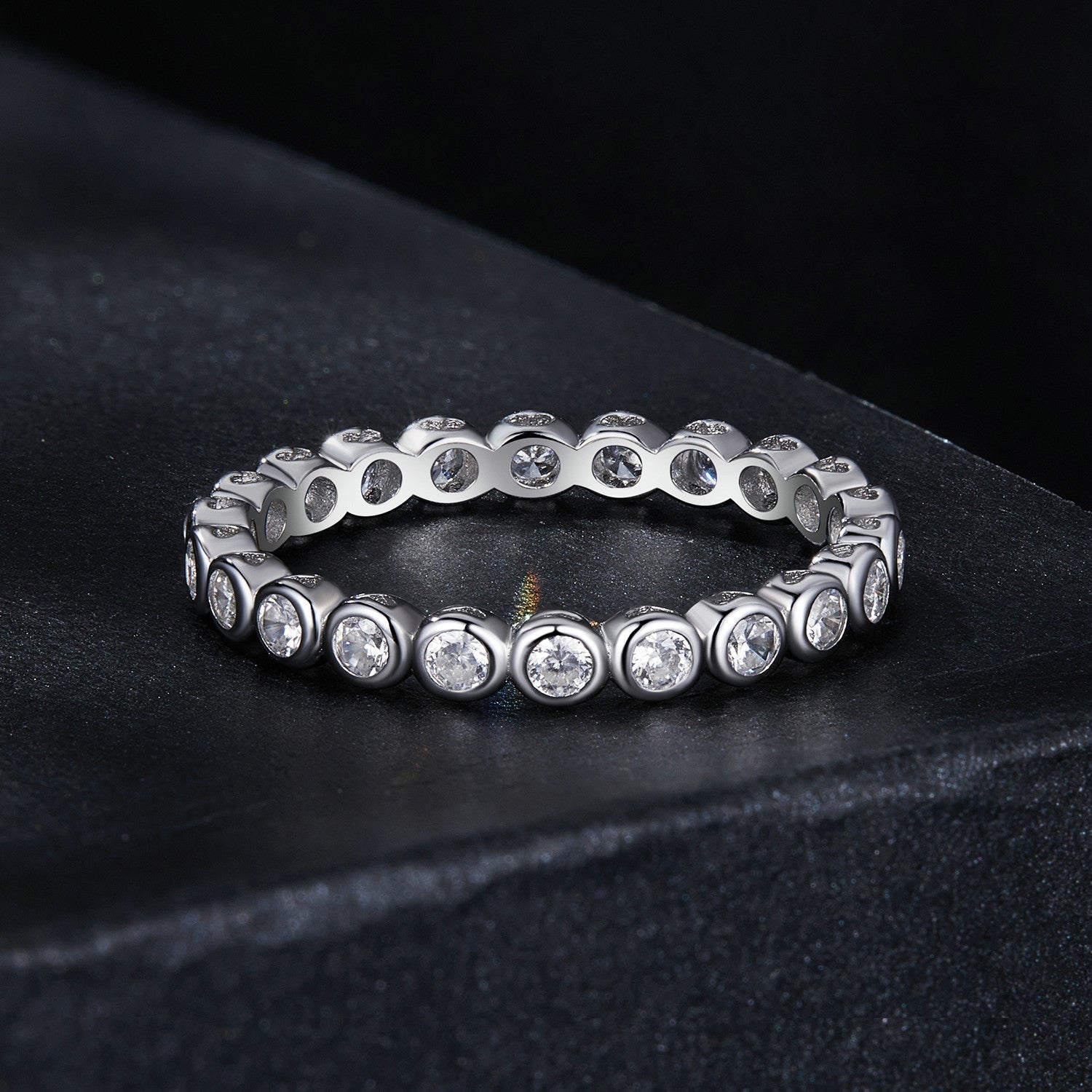 925 Sterling Silver 2mm Moissanite Ring Size 7 for Women DestGlow
