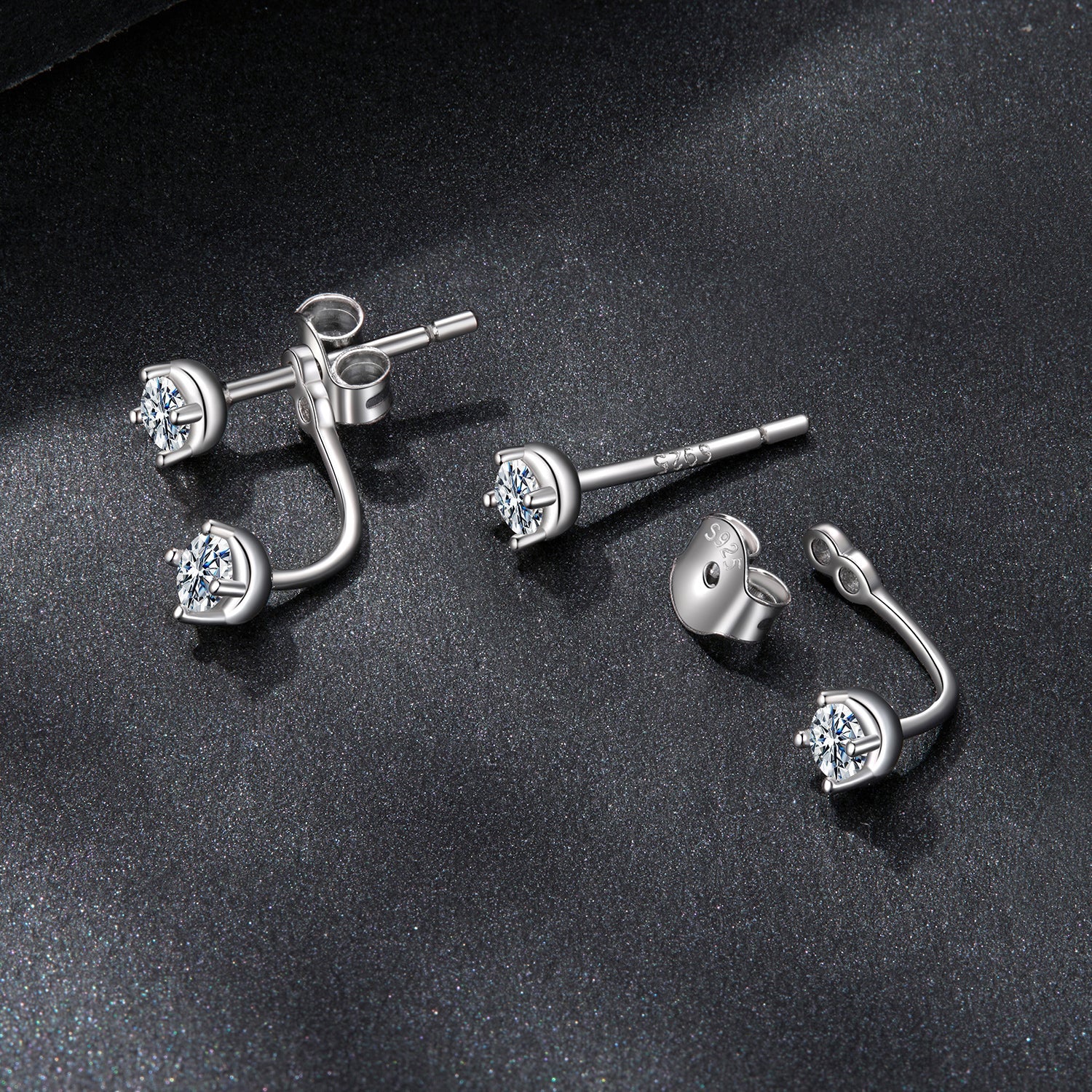 925 Sterling Silver White Gold Plated Moissanite Earrings 0.1 Carat for Women DestGlow