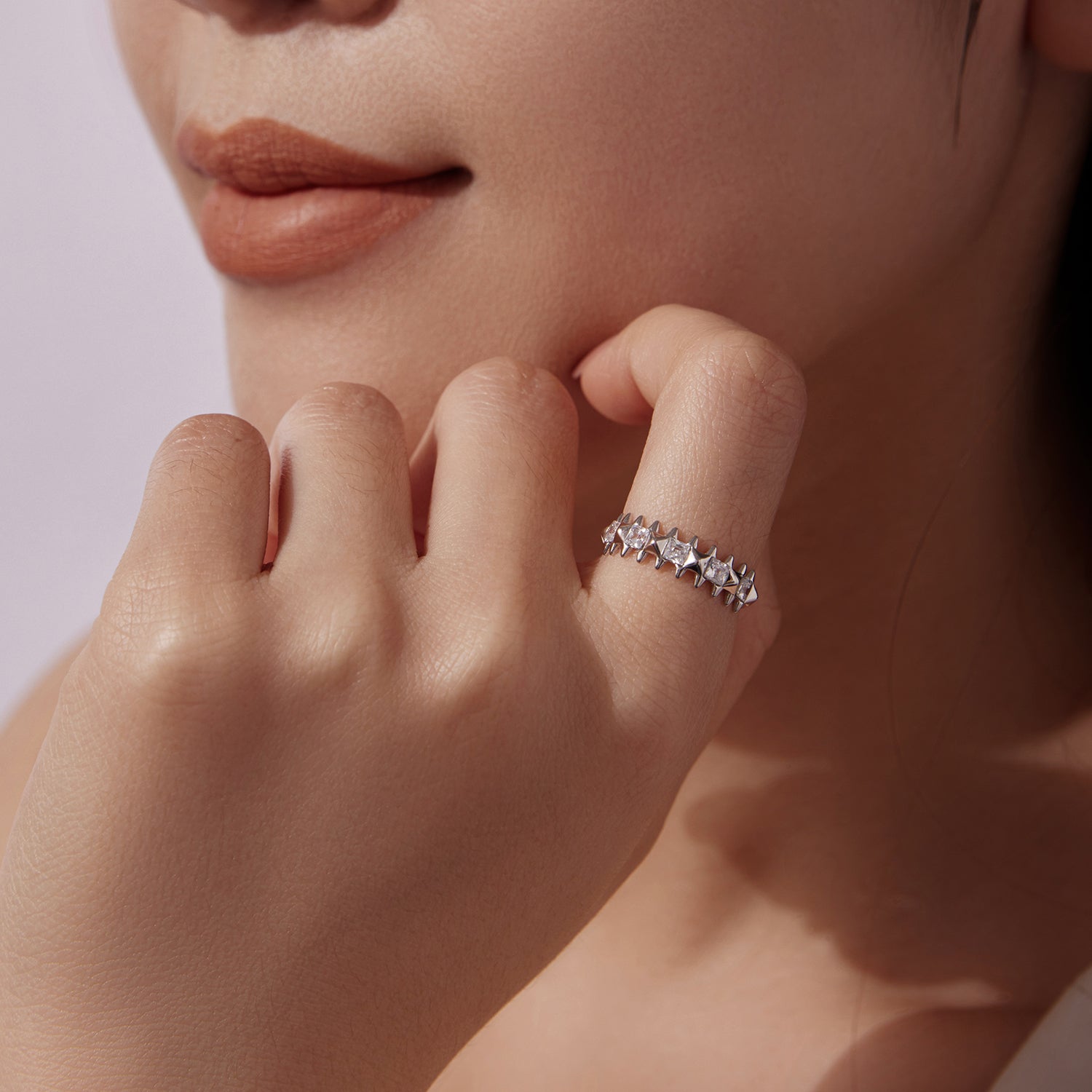 925 Sterling Silver 0.24cm White Gold Plated Ring with CZ for Women Size 6 DestGlow