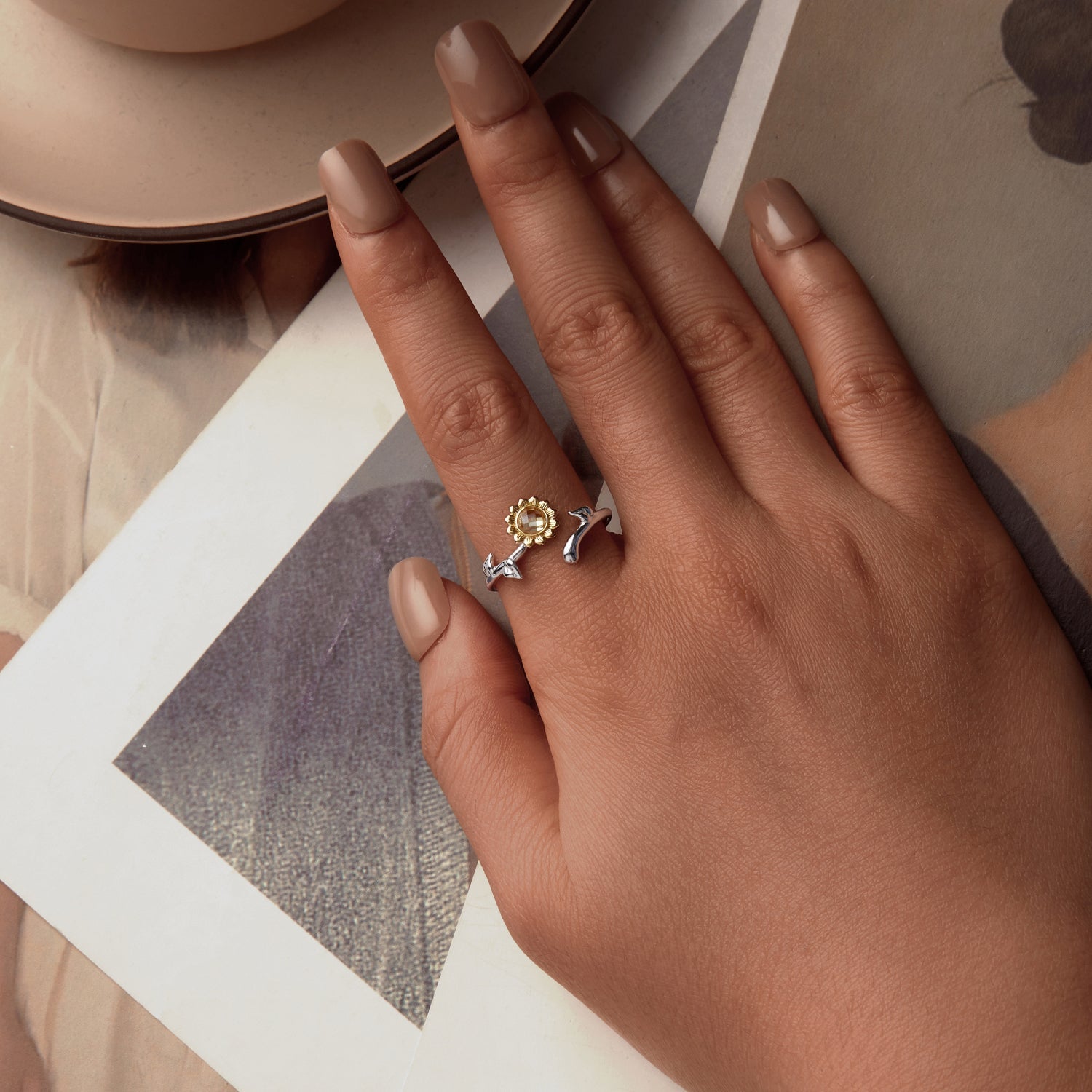 925 Sterling Silver Transparent Glass Ring 1.7mm for Women DestGlow