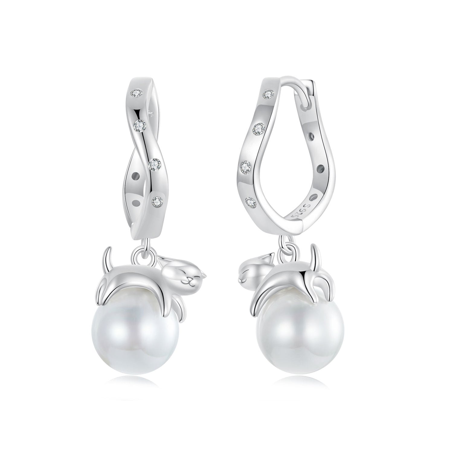 925 Sterling Silver Earrings with Quality Shell Pearl and CZ for Women DestGlow