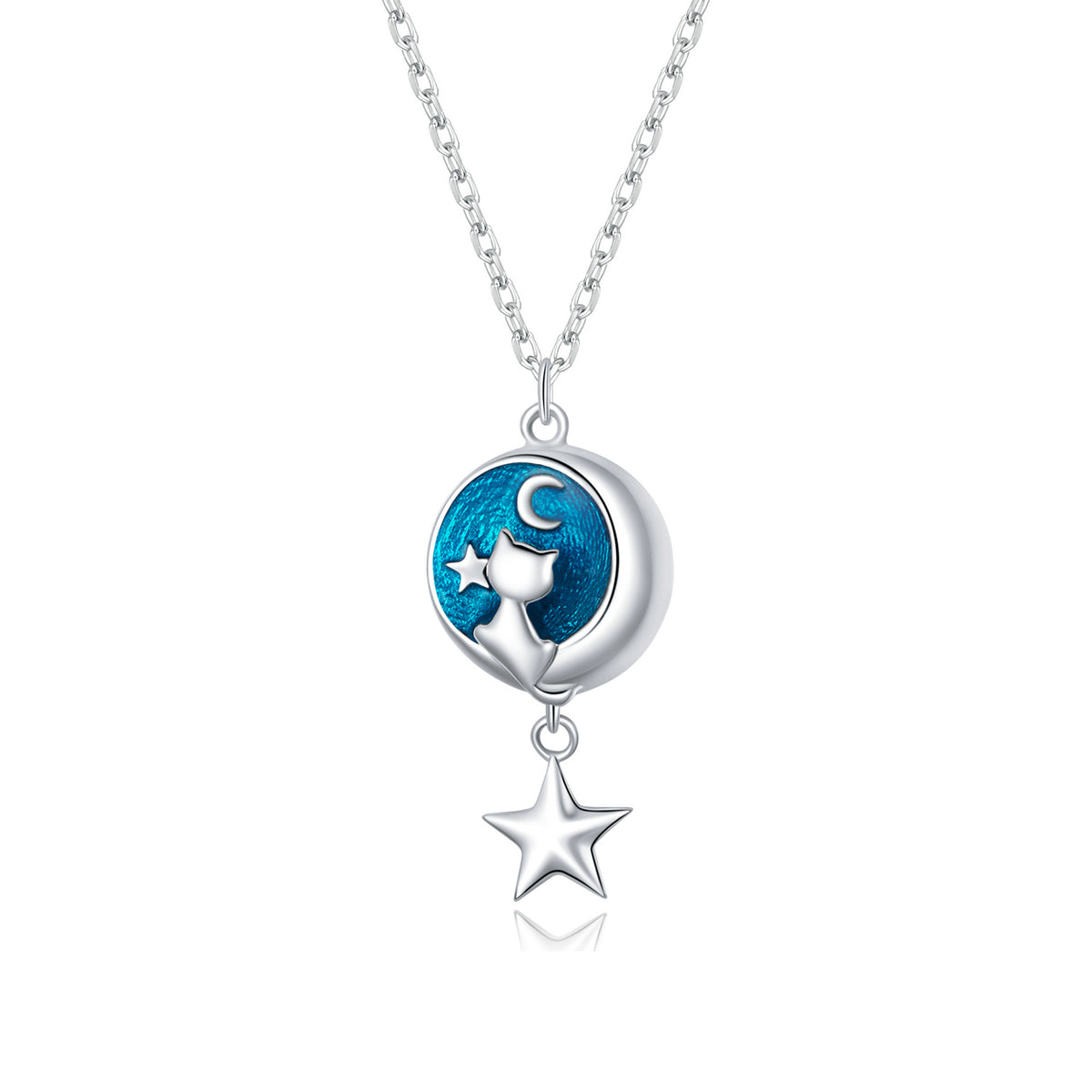 925 Sterling Silver 40+3cm Platinum Plated Enamel Necklace for Women DestGlow