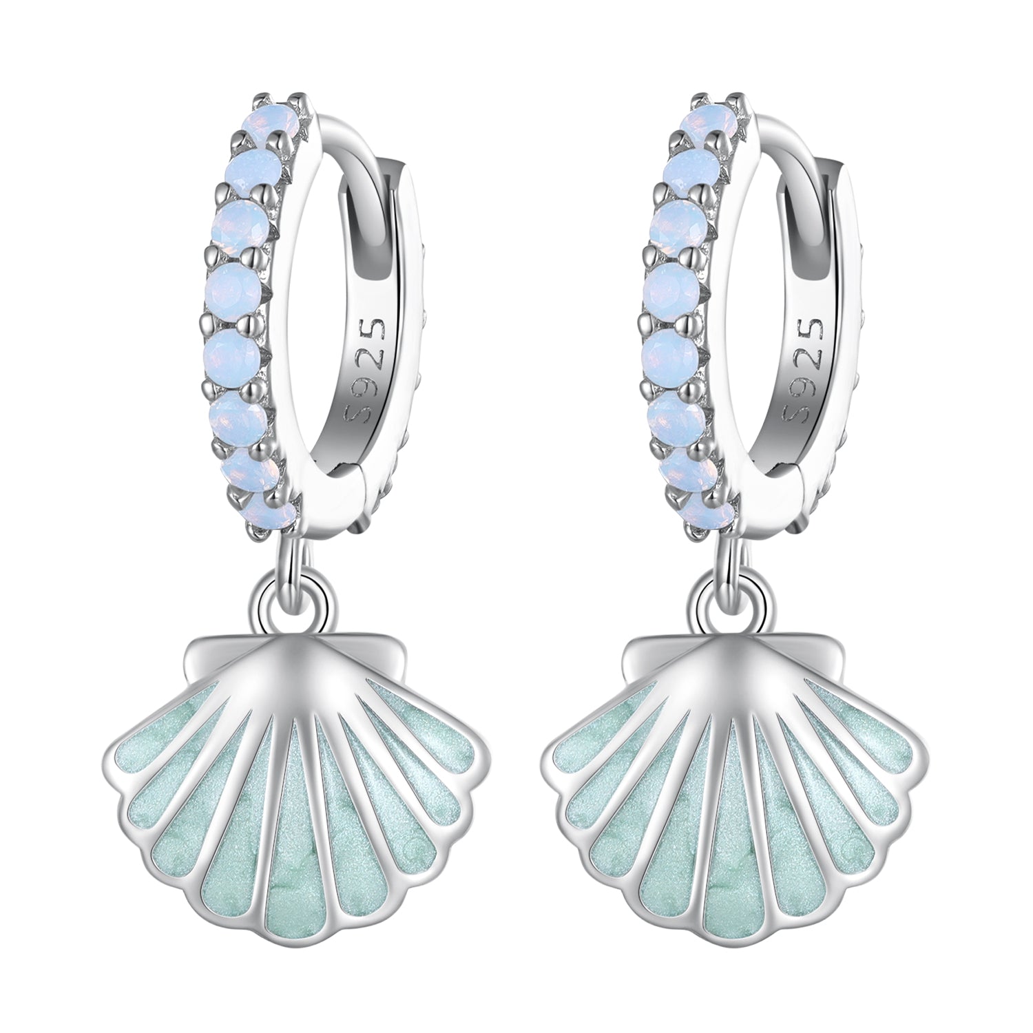 925 Sterling Silver Opal Enamel Earrings - 21x10mm for Women DestGlow