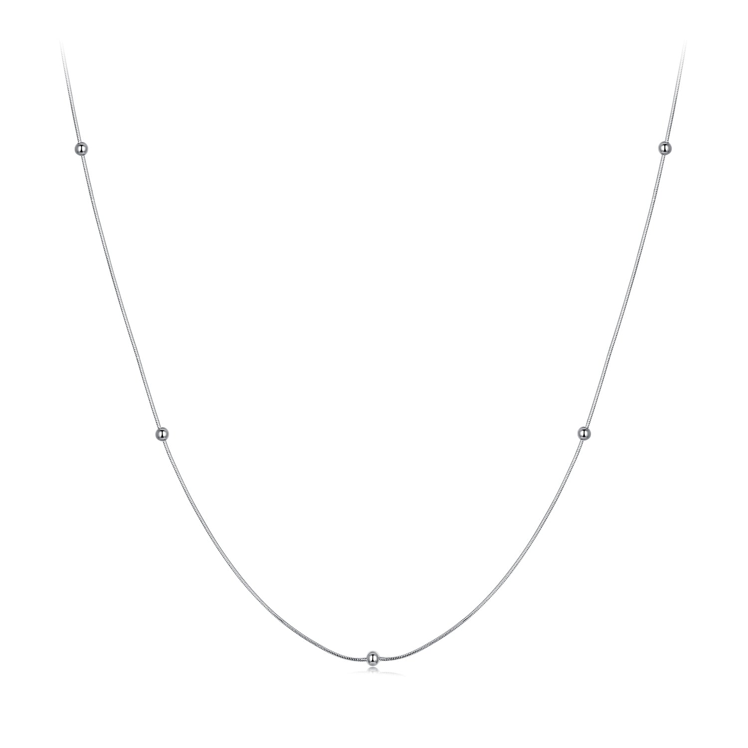 925 Sterling Silver Necklace with White Gold Plating, Length 40+5cm, Chain Thickness 0.08cm, for Women DestGlow