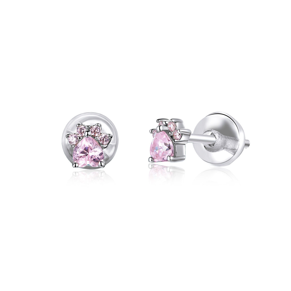 925 Sterling Silver Earrings with Plated Platinum and Pavé Set CZ, 0.4cm for Women DestGlow