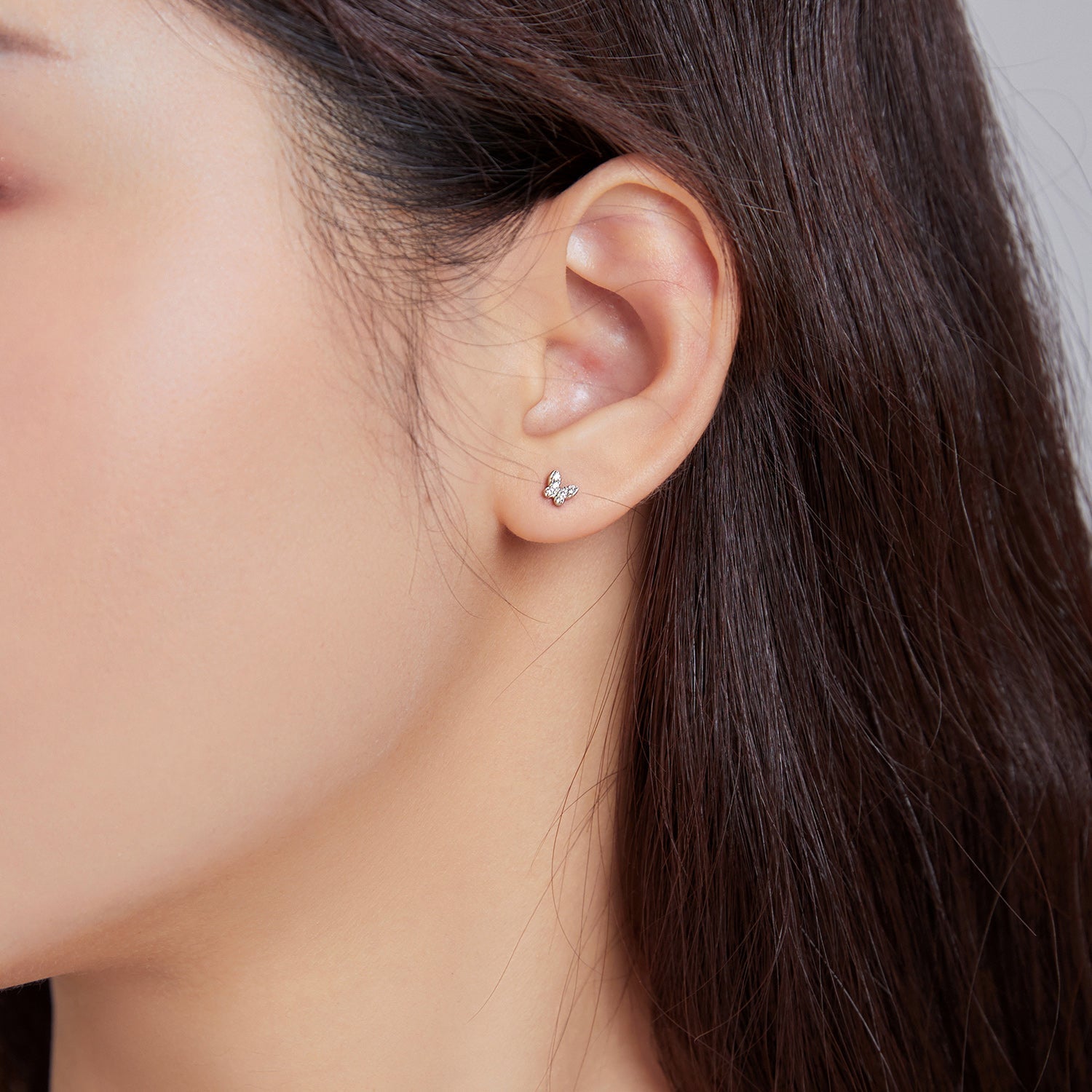 925 Sterling Silver Earrings with CZ in Pavé Setting - 0.4*0.5cm - Women DestGlow