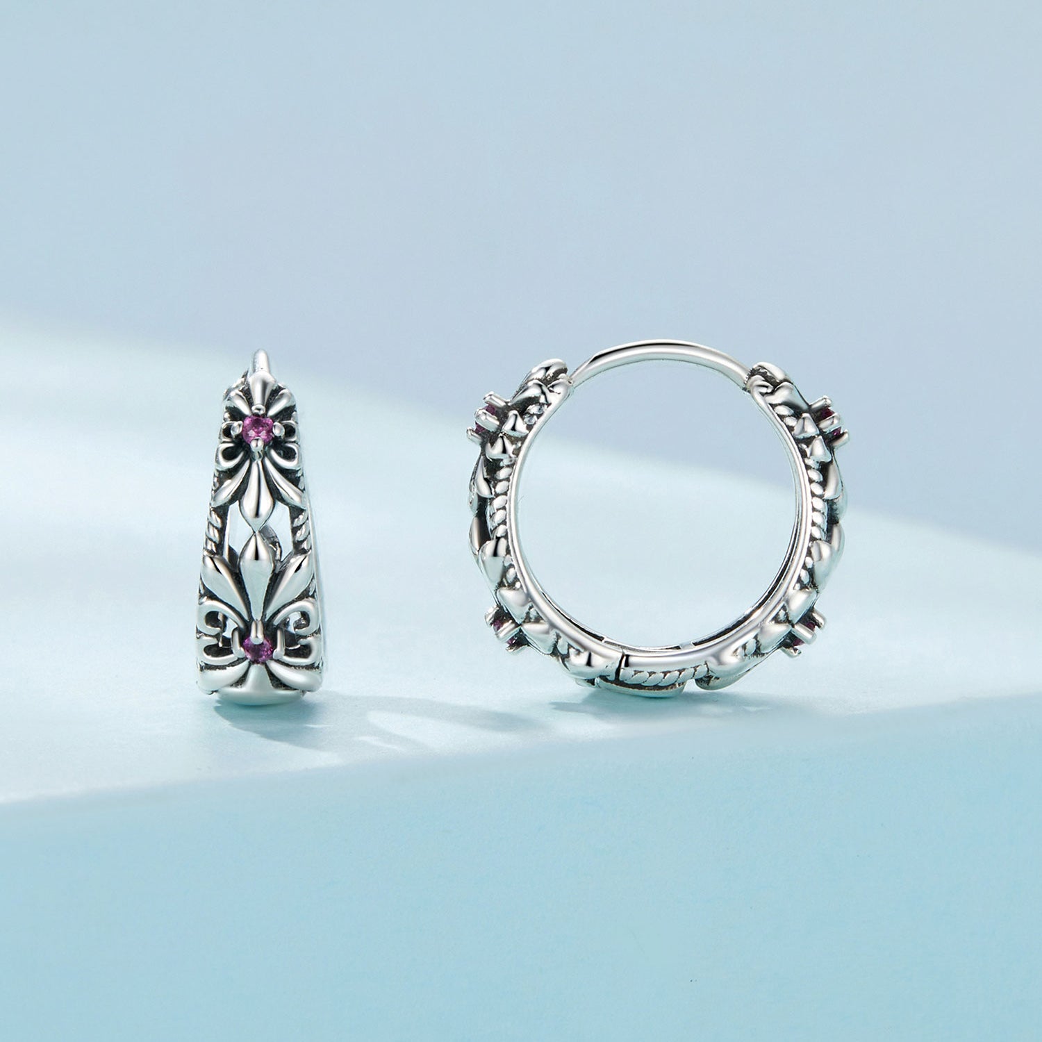 925 Sterling Silver Earrings with Pavé Setting and Oxidized Finish DestGlow