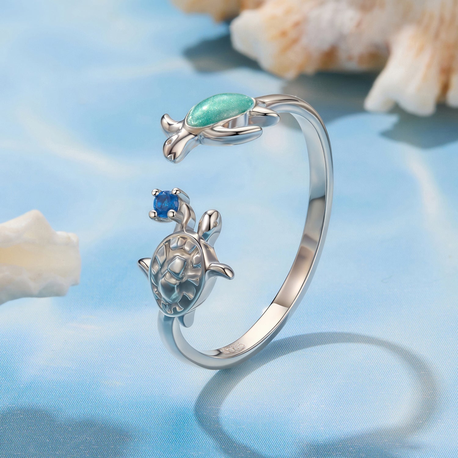 925 Sterling Silver Enamel White Gold Plated Ring for Women DestGlow