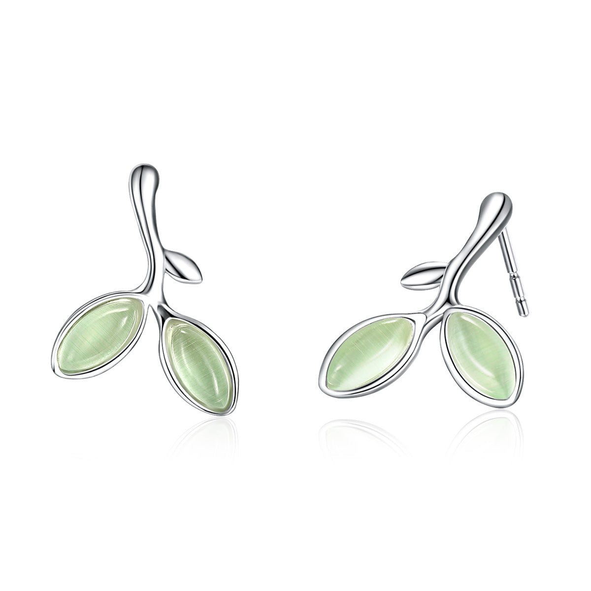 925 Sterling Silver Earrings with Synthetic Opal 1.5*1.3cm DestGlow