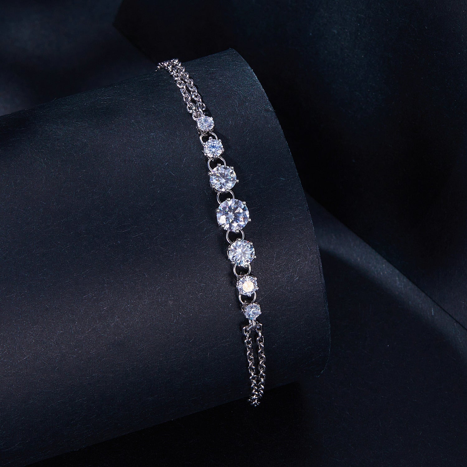 925 Sterling Silver 5MM Moissanite Bracelet for Women DestGlow