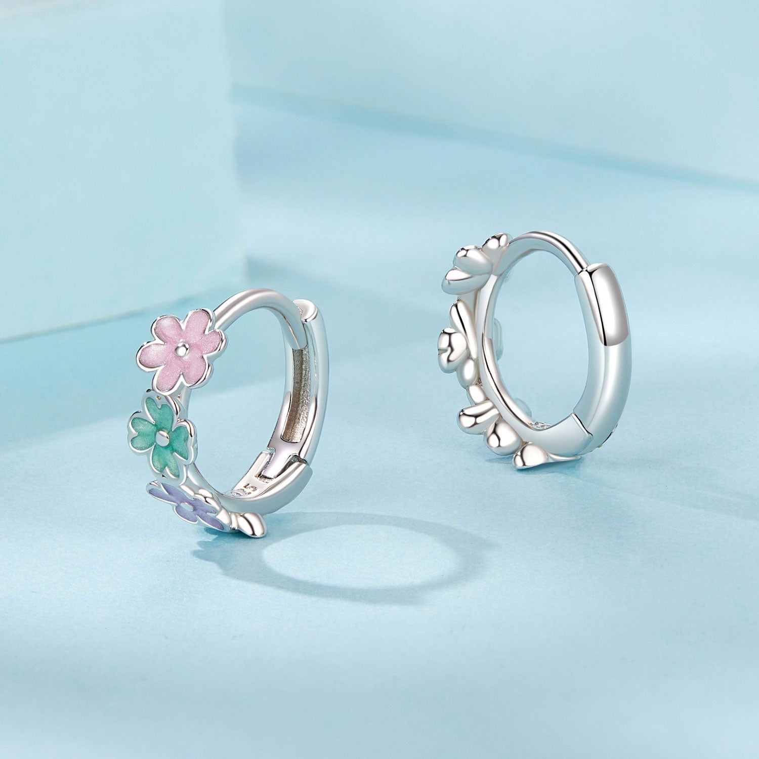 925 Sterling Silver Enamel White Gold Plated Earrings for Women DestGlow