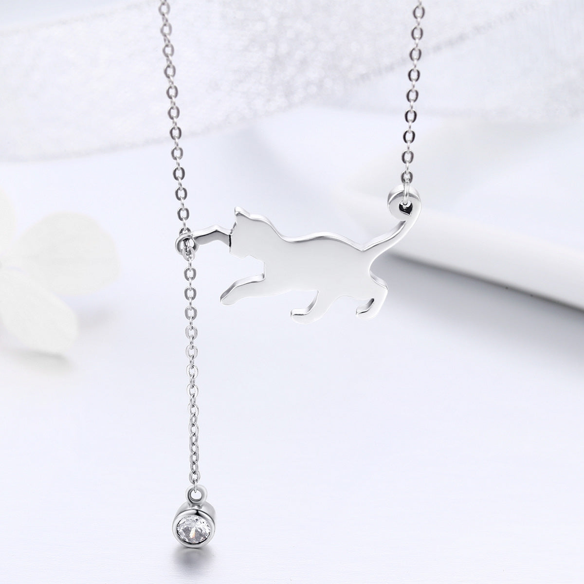 925 Sterling Silver Necklace 38-45cm with 1.4*2.5cm Pendant for Women DestGlow